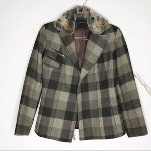 Jenne Maac Wool Green & Black Plaid jacket
